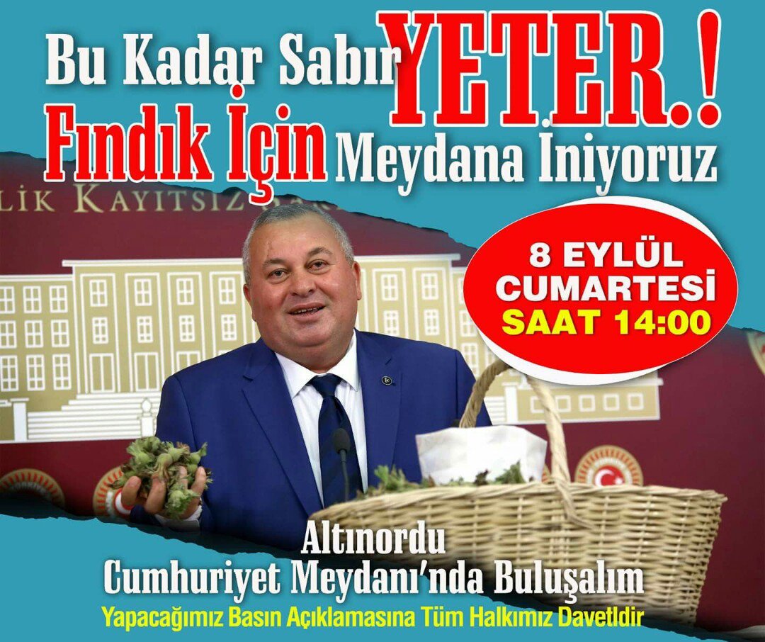 Tlin99320695's tweet photo. Fındık üreticisinin sesi vekilimiz Cemal enginyurt yarın saat 14 'de Altınordu cumhuriyet meydanına tüm halkımızı davet ediyor .herşeye zam geldi ama fındık 1 dolar değer kaybettiğini söyleyen enginyurt mitinge Giresun halkını da davet ediyor https://t.co/KJCMClC4zm