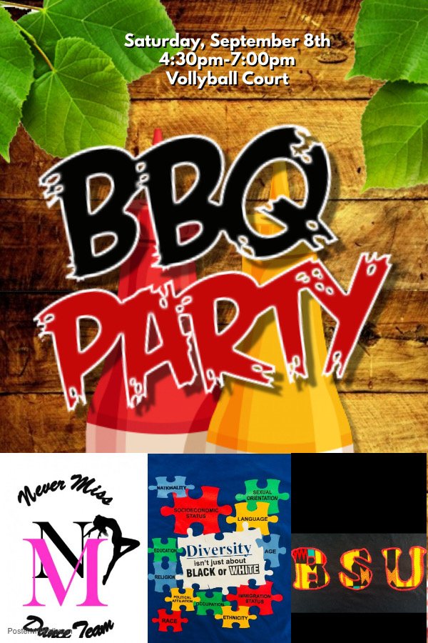 Hilbert_msa's tweet photo. Come out to Never Miss Dance Team, Common Ground Club, and Black Student Union BBQ Party this Saturday at 4:30pm! Eat and have fun right outside of your building, bring friends all are invited. https://t.co/lfB28Hqv4P
