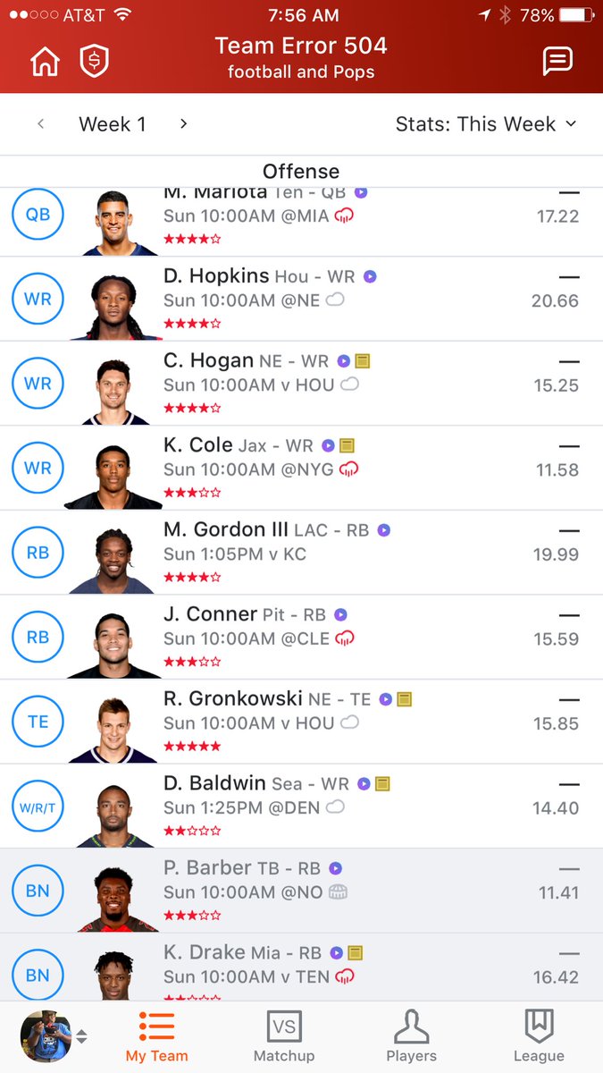 Orebattam's tweet photo. @TheFFBallers I'm struggling with what to do as far as my flex/RB2/WR3 decisions. Conner or Kenyan, Baldwin or K.Cole? I'm shook. https://t.co/223eFsPCrX