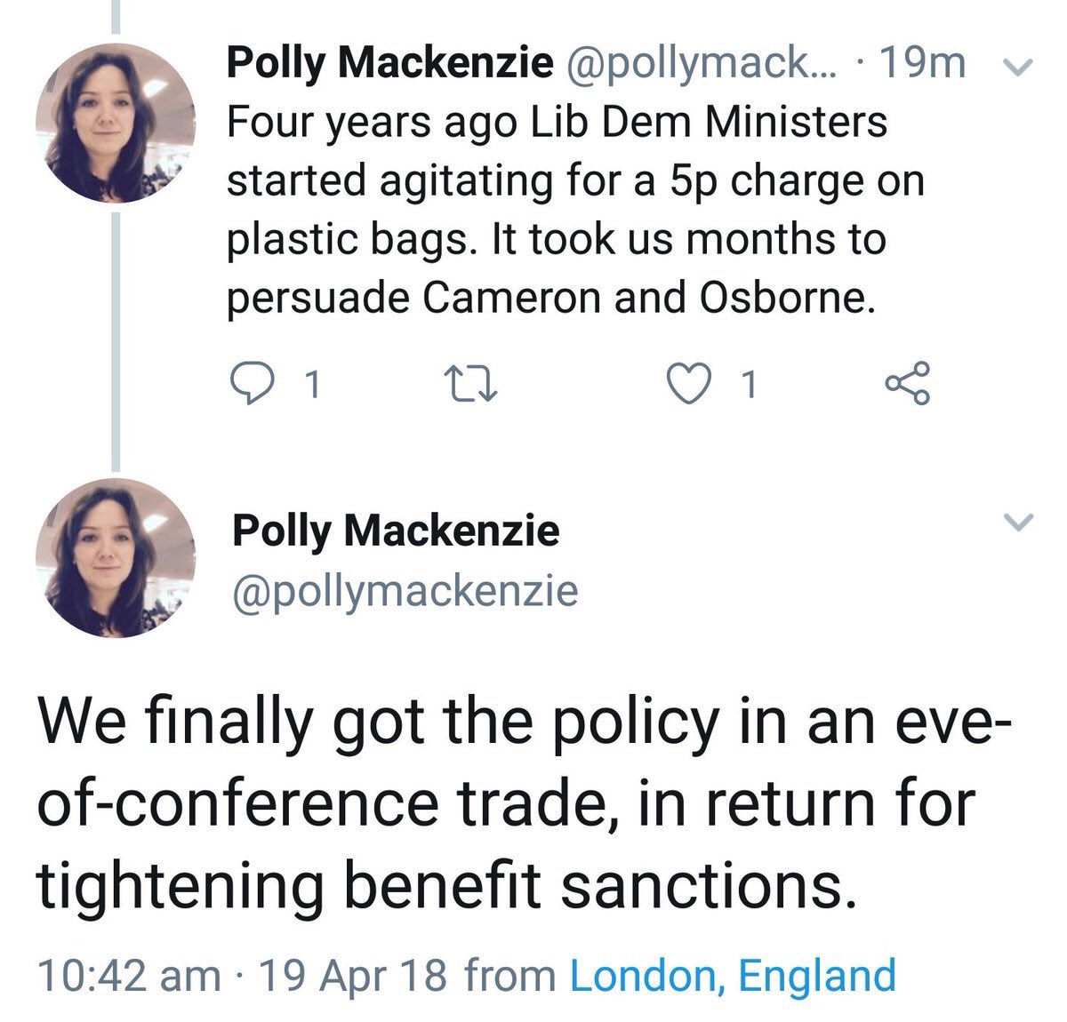 NAJ562's tweet photo. Like most socialists I’m concerned about our planet and committed to environmental responsibility, but it takes a special type of nasty to betray our most vulnerable for 5p on plastic bags, let alone brag about it. #LibDems https://t.co/ZKXr2xraEx