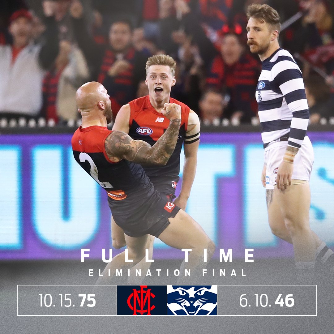 melbournefc's tweet photo. Third time’s a charm! 💫

Semi Final, here we come!

#RaiseHell #AFLFinals https://t.co/1GsBIPpyZo