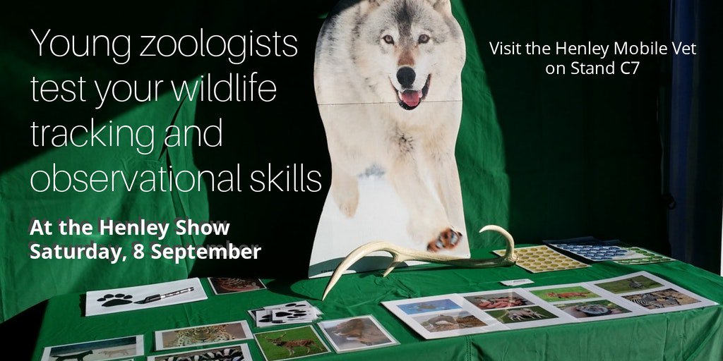 Budding zoologists in the family?  Chris, the Henley Mobile Vet and his team will be on Stand C7 to test their wildlife knowledge, tracking &amp; observational skills <a href="/thehenleyshow/">henleyfarmandcountryshow</a> tomorrow.  #Henley