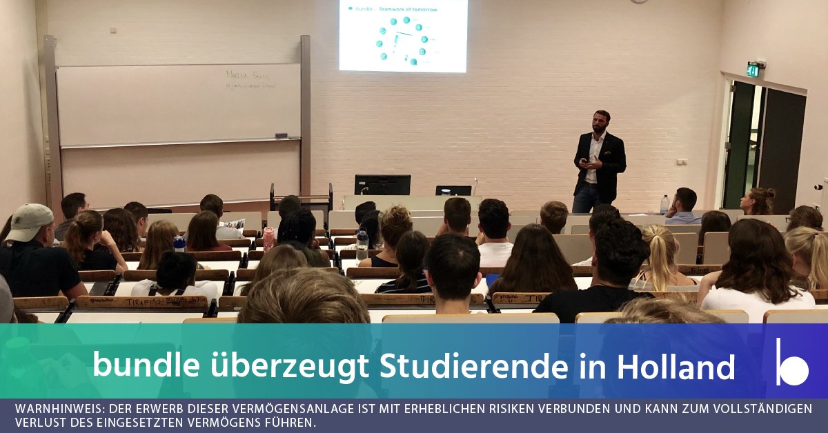 CONDA_Germany's tweet photo. Volles Haus bei @lets_bundle an der @Fontys University in @gem_Eindhoven - nicht nur die #Studenten sind begeistert, Gespräche über eine #Kooperation mit der Hochschule folgen https://t.co/PrtSwb7y9D  #crowdinvesting #bundle #conda @FEHTILBURG https://t.co/BntTi3vBPL
