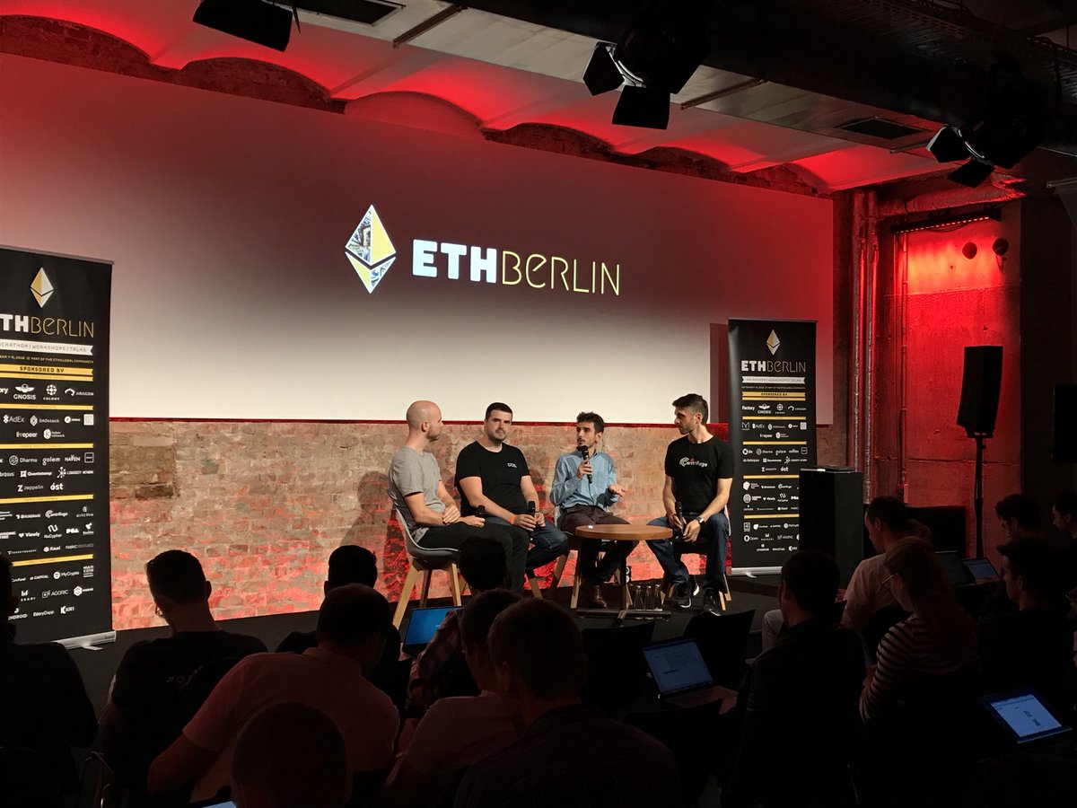 Our <a href="/LefterisJP/">Lefteris Karapetsas</a> on stage right now at <a href="/ETHBerlin/">ETHBerlin04</a> discussing scalability, interoperability and what dApp developers should have in mind when making use of scaling solutions #raiden_network #ethberlin