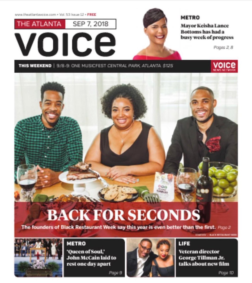 blkrestaurantwk's tweet photo. Thank you @theatlantavoice and @MPactMedia for the great article about the second annual Atlanta Black Restaurant Week. Pick up a copy today to learn more about this years activities. #blackrestaurantweek #atlbrw #atlanta #foodie #atleats https://t.co/Xn8rdiXMxP