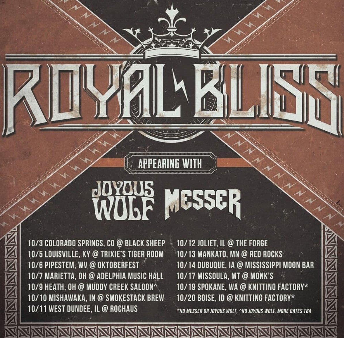 LaunchpadEnt's tweet image. Launchpad client @Messerband hitting the road again with @RoyalBliss and @JoyousWolf. Check messerband.com for ticket links, Exclusive Messer VIP Experiences and more!! See you soon! #messer #savemyself #royalbliss #joyouswolf #tour #tourlife #rockmusic