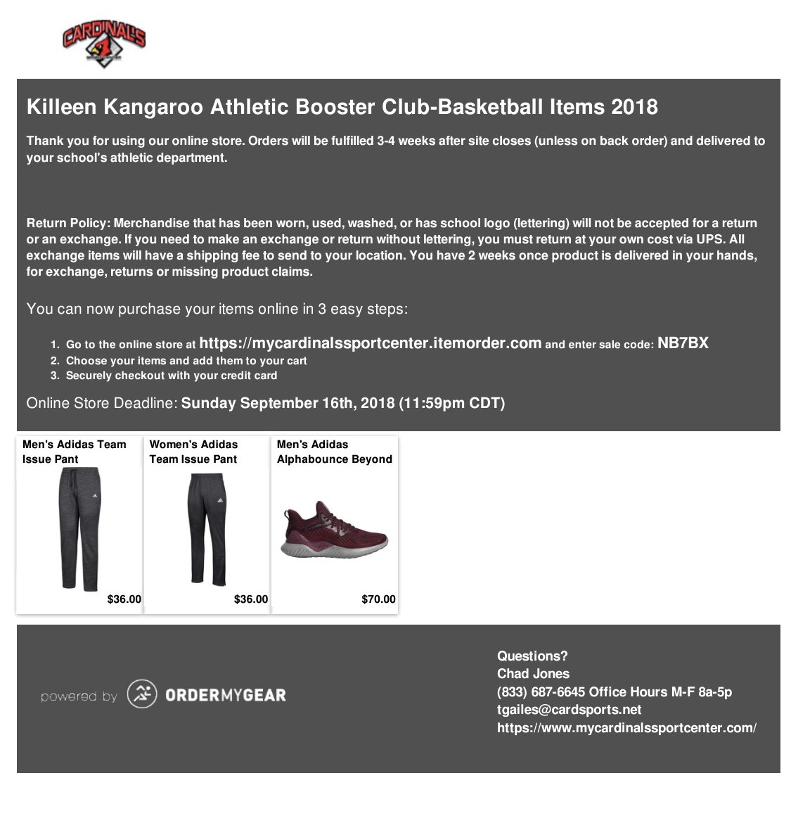 PLEASE SUPPORT OUR ROO BOYS &amp; GIRLS BASKETBALL 🏀 TEAMS BY ORDERING SOME COOL ROO GEAR!!! DON’T MISS OUT ON THIS OPPORTUNITY!!!