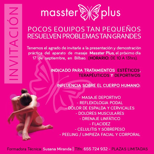 fit4everES's tweet photo. TE INVITAMOS a una demostración práctica sobre Masster Plus en #Bilbao. El equipo de #masaje #anticelulitis para profesionales de la estética y la salud. https://t.co/chM83QUp1y