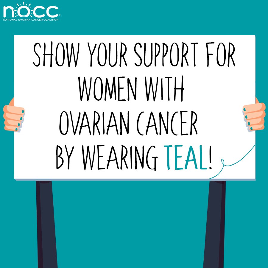 NOCCNational's tweet photo. Don’t forget to wear teal today to show your support for those impacted by #ovariancancer and start a conversation about the signs and symptoms! #knowovarian #weartealday https://t.co/XJnyDpjUzR