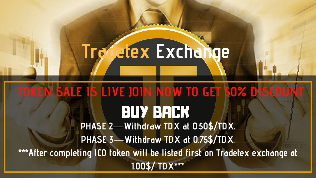 tradetextdx's tweet photo. 🔥🔥Only 2days left to get TDX with 50% discount🔥🔥
❤️❤️TOKEN SALE IS LIVE NOW❤️❤️
Buy TDX  and trade Alt coins commission free from today🙂

First ever ICO in history of ICO’s with buyback,
🤔NO WORRIES🤔😮NO RISK😮😯NO LOSS😯😊SAFE &amp;SECURE😊
https://t.co/GhL9w5jelu https://t.co/f3YOJxguKp