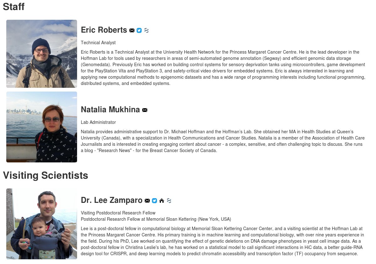 michaelhoffman's tweet photo. The #HoffmanLab web site finally describes all members of the team! Thanks to @SamanthaLWilson for starting this and @ACatGatAtATac for finishing it. Join us! https://t.co/eqk5FOm3Yz https://t.co/b3AAQZWuw1