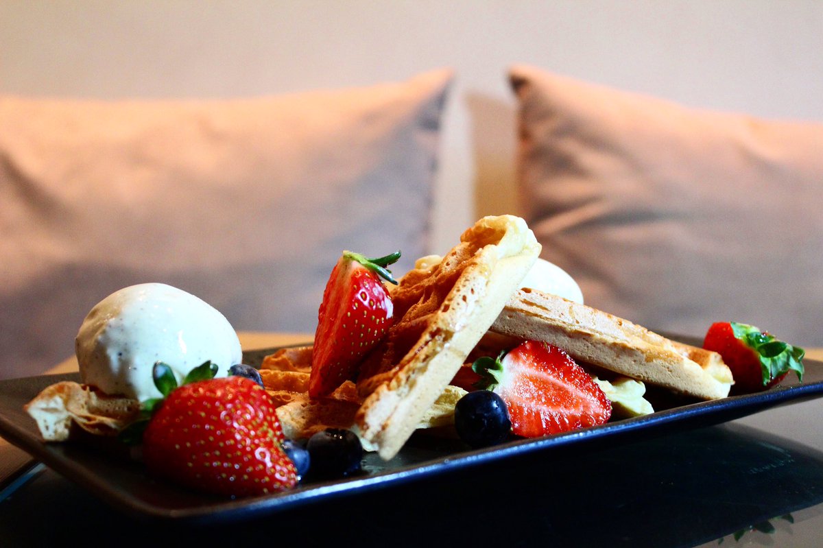 Homemade waffles, maple syrup, strawberries and ice cream 🍁 🥞 🍓 🍦 #DessertHeaven #NewMenu
