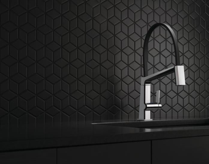 ShapedByWater's tweet photo. The confident slant of Delta's Pivotal Collection makes it a striking addition to your kitchen’s contemporary geometry for a look that makes a statement. #ottawa #kitchen #design https://t.co/RmR60bFdPU