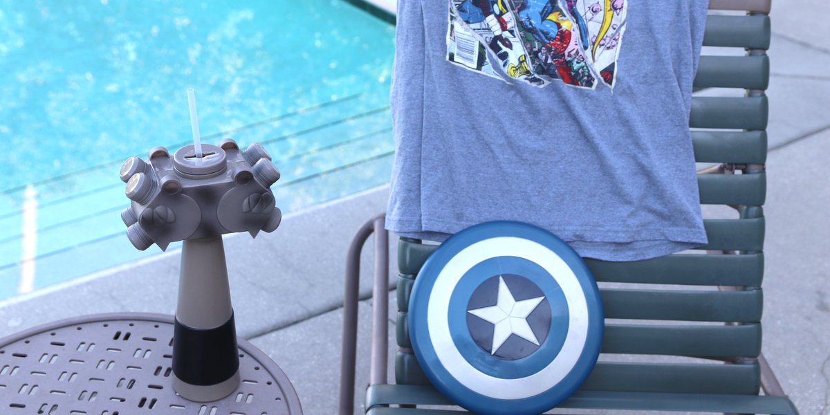 MyDisneyProgram's tweet photo. Even superheroes need a relaxing day by the pool, right? Grab your hammer and your shield and fly, super-speed run, or teleport to The Commons pool today from 1-3 p.m. for a MARVELous pool party. See you there! 🦸‍♀️🦸‍♂️#DisneyPrograms https://t.co/OEvWZYgVlf
