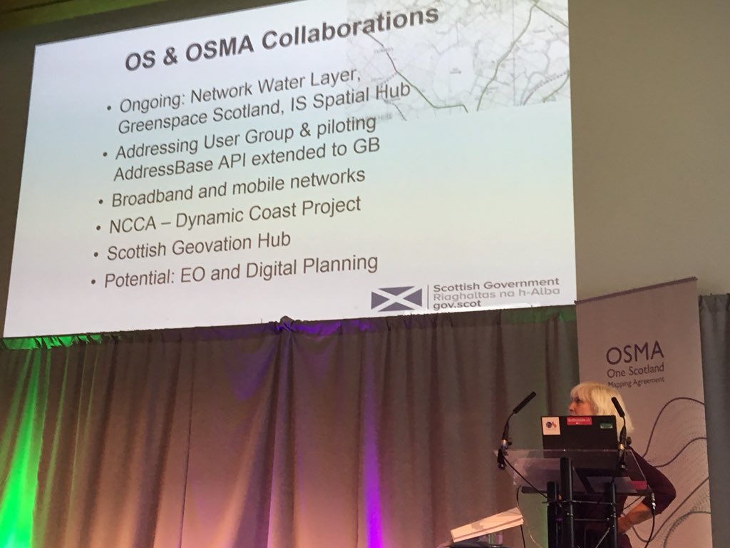 RennieAlistair's tweet photo. Reflecting on a great meeting at #osma2018. https://t.co/2JlztxpE4E mentioned by both MD of @OrdnanceSurvey and colleagues in @GreenerScotland. Work continues alongside interesting future questions raised by Geospatial Commission. https://t.co/U5NJw7ajRr