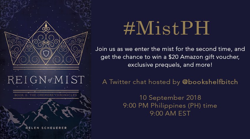 UtopiaMind's tweet photo. If you've liked reading my reviews of #heartofmist and #reignofmist make sure to join the #mistph live chat organized by @bookshelfbitch September 10th! https://t.co/PUpyiZqpx8