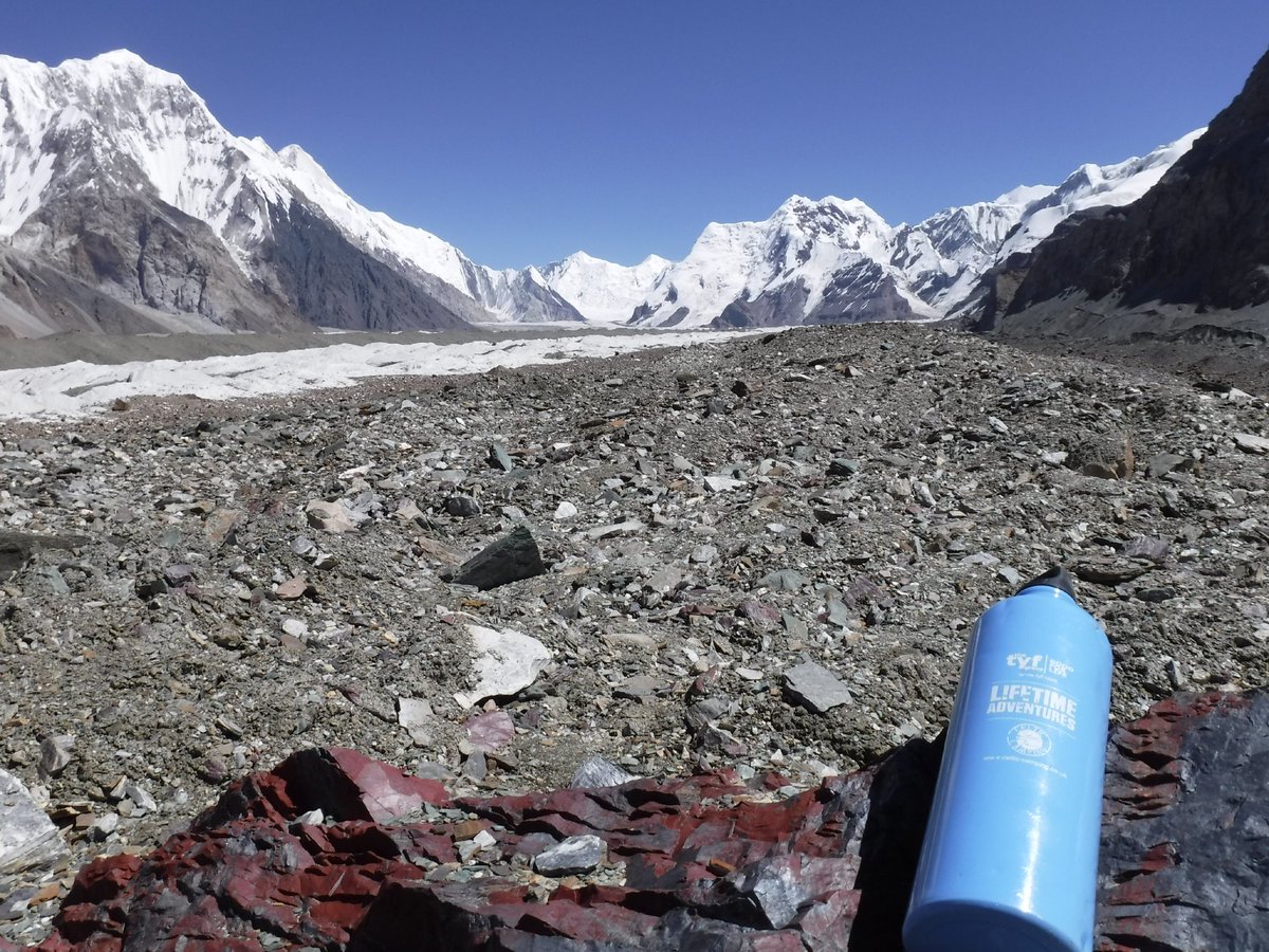 RT TYFAdventure "RT LesleyBurnett1: View of Inylchek glacier and mountains of Kyrgyzstan 🇰🇬. Loved TYFAdventure water bottle. Filled with hot water it warmed my sleeping bag for sub zero nights! ❄ #Kyrgyzstan #trekking "