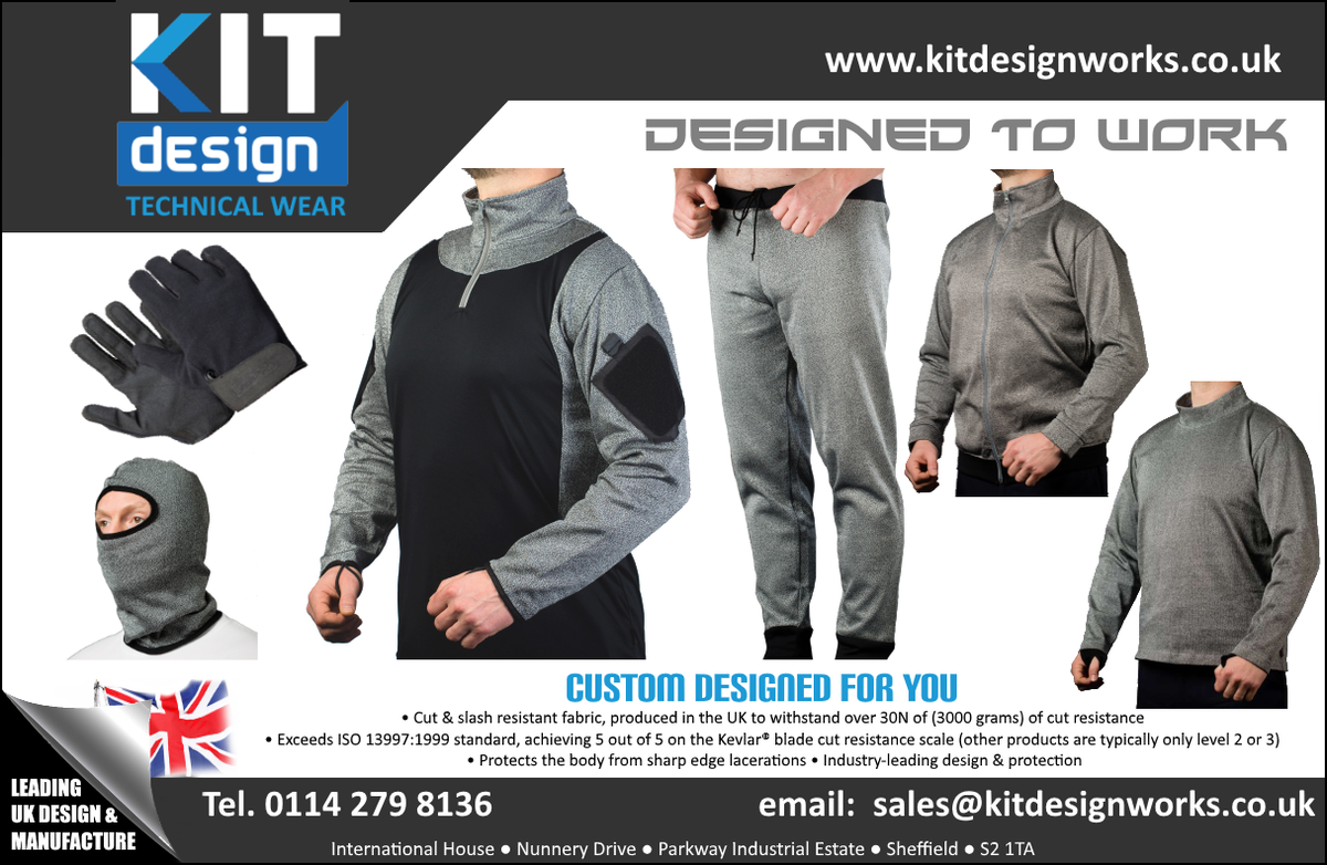 Cut and slash resistant clothing designed to give full protection from sharp edges. See more: kitdesignworks.co.uk #cutresistant #slashresistant #ppe #stabproof #cutproof #slashproof