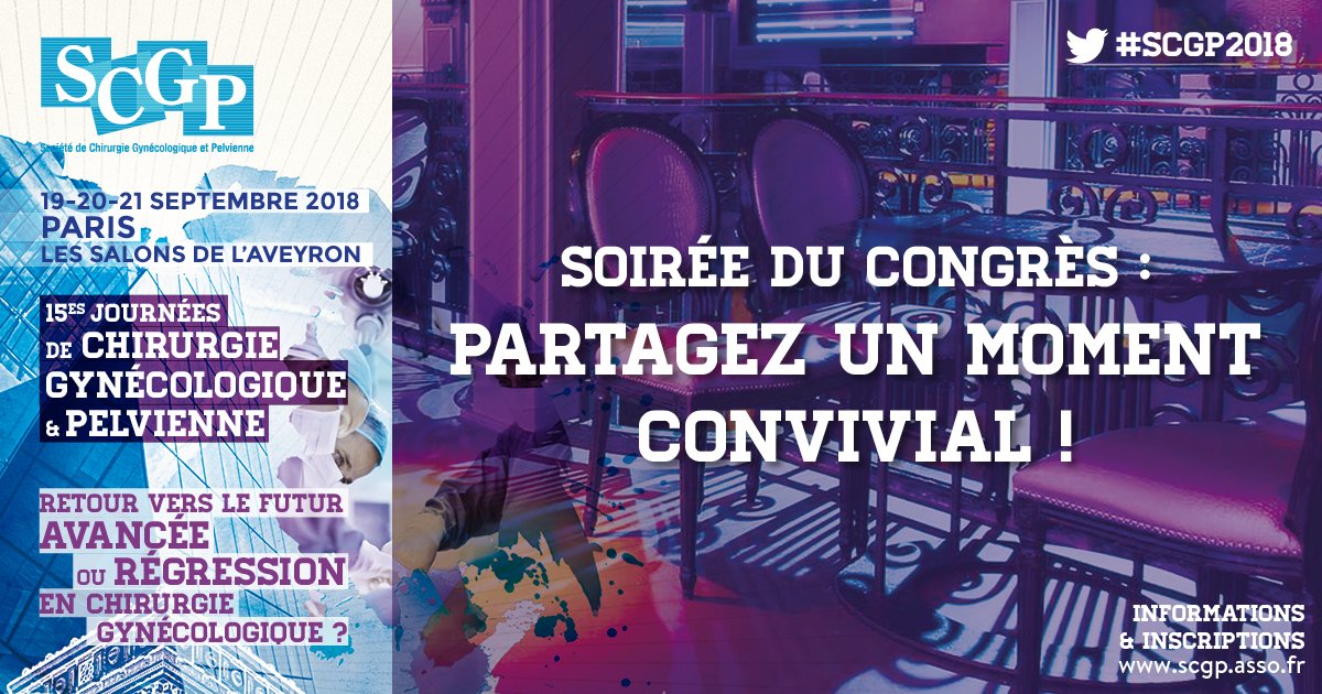 SCGP_officiel's tweet photo. Nous vous attendons nombreux pour partager un moment convivial lors du congrès #SCGP2018 ! Jeudi 20 septembre, au Club Haussmann. Pensez à vous inscrire et/ou à l'ajouter via notre plateforme d'inscription ! https://t.co/jreDs3cH6D https://t.co/CBjBlcPzYv