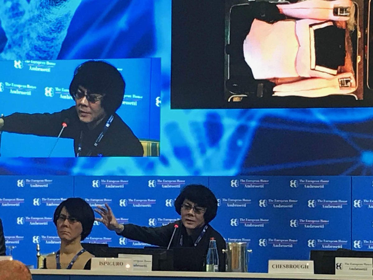 For the first time a humanoid walks in #TEHA stage #Cernobbio. A humanoid in the likeness of Prof. Ishiguro has introduced the speech of the "real" Prof. Hiroshi Ishiguro <a href="/geminoidreal/">Hiroshi Ishiguro</a> 🔝 The #datadrivensociety is reality NOW! #TodaytheWorldofTomorrow