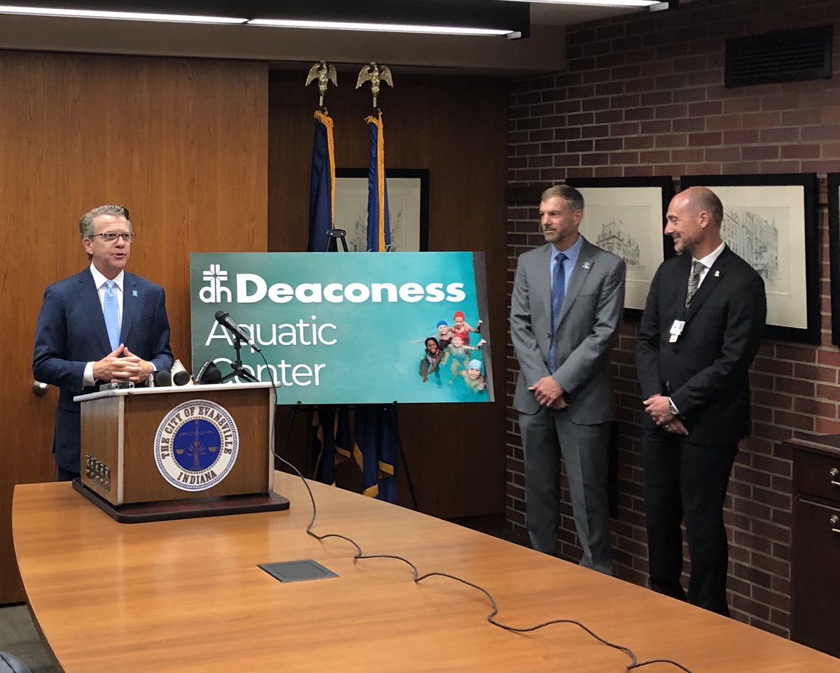 Excited to announce the “Deaconess Aquatics Center!” <a href="/deaconessnews/">Deaconess News</a> #EVVPool <a href="/Build4Evv/">Build 4 Evansville</a>