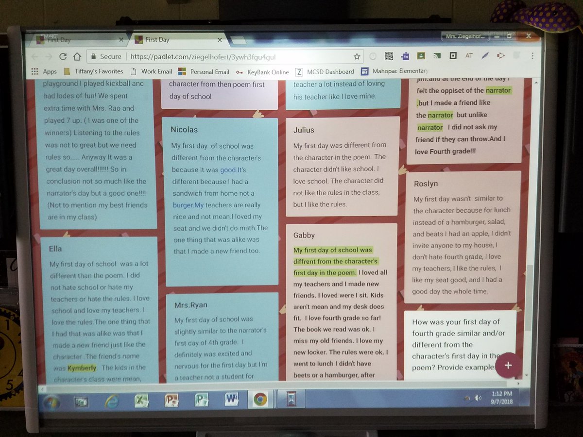 TZiegelhofer's tweet photo. First week business in Room #217...Digital Citizenship @breakoutEDU, First Day Response on @padlet, and Flexible Seating Guidelines created by our very own @ARPanthers! #happynewyear #breakthroughstrong @RyanBrood4 https://t.co/2p4OZ7k4dU