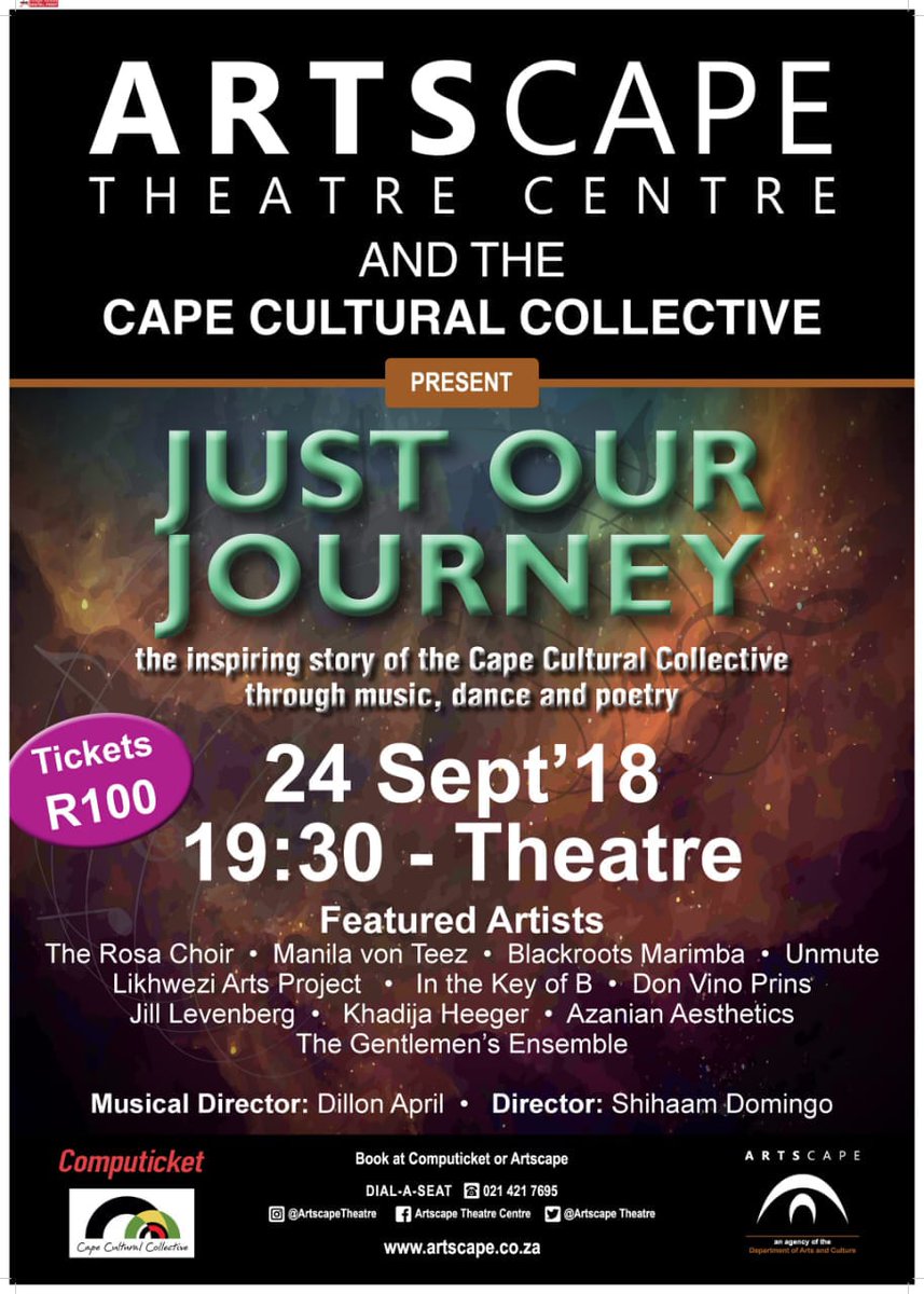 colony1652's tweet photo. #IntheKeyofB joins #CapeCulturalCollective on Heritage Day @ArtscapeTheatre. Join us! @HSamyAlim @QWill83 @KingVoujah https://t.co/sPFhadq3zq
