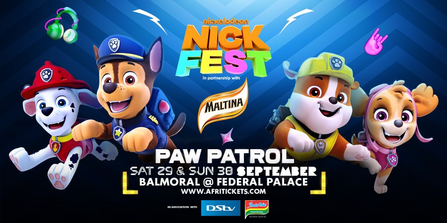 Omobaswagz's tweet photo. It's @pawpatrol to the rescue. It's going to be a WOOFASTIC time at #NickFestNG. 

Get tickets here: https://t.co/eE3bD6HlQG
#NickFestWithMaltina"

Nickfest 2018 in partnership with @Maltina and in association with @DStvNg &amp; @IndomieNigeria https://t.co/Xngx2cCidx