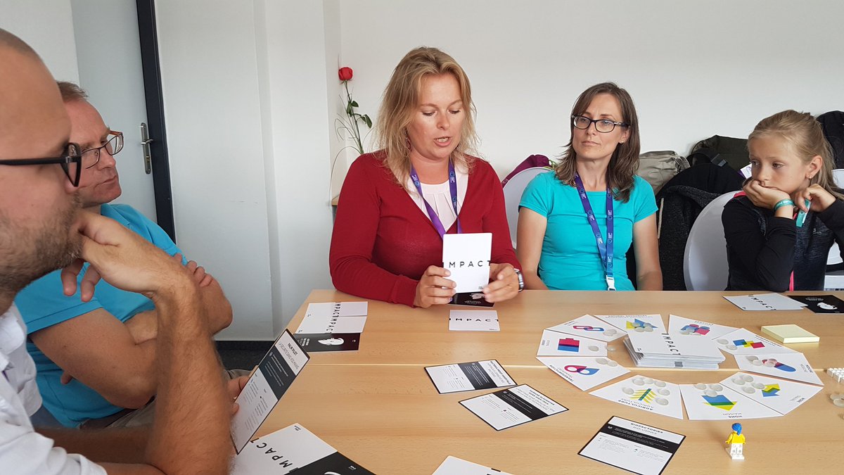 vkrmicek's tweet photo. How to prepare for upcoming technological trends and massive world changes? Boardgame IMPACT is worth a try - nice example, how through gamification learn and understand complicated topics of future. Thanks @Jezevci for this experience! #FPP18 https://t.co/LbiUqbZInP