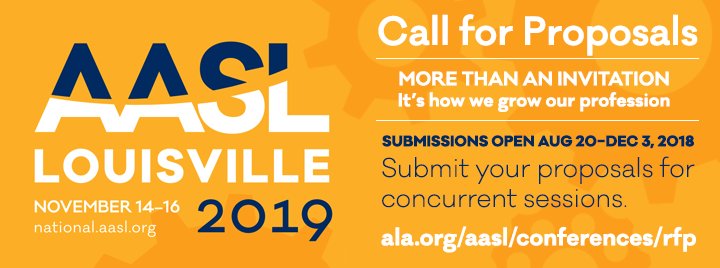 Share your ideas &amp; wisdom with your colleagues! Submit a concurrent session proposal for the #AASL19 conference in Louisville - deadline is Dec 3 ala.org/aasl/conferenc… #tlchat #futurereadylibs #istelib #aasl ~jl
