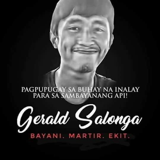 Pinakamataas na Pagpupugay para sa'yo, Brod Gerald 'Geary' Salonga 07-A.

Martir. Bayani. EKIT.