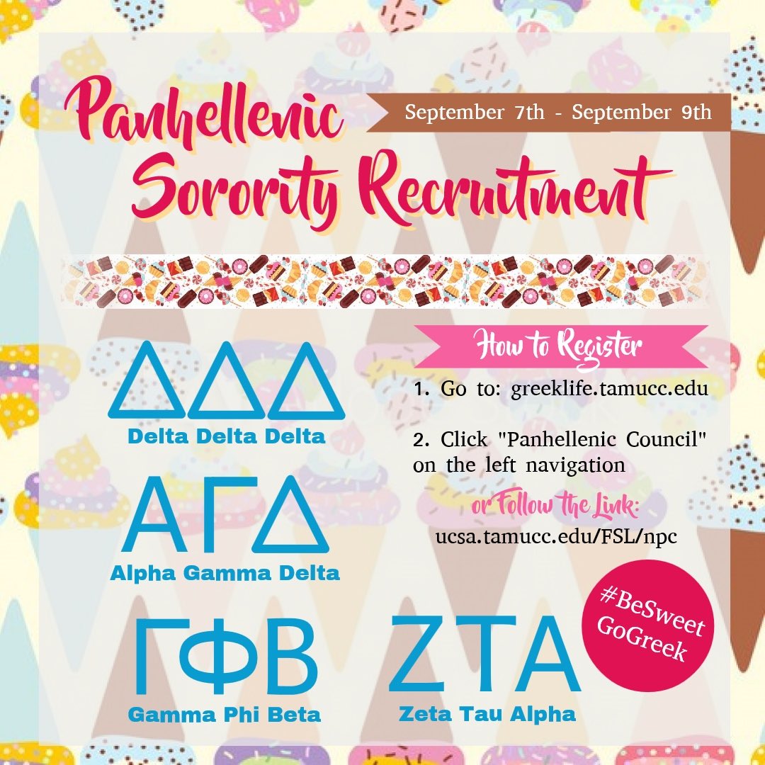 🍭Panhellenic Sorority Recruitment STARTS TODAY🍭Make sure you’re registered and ready to go! Your future home on the Island awaits!🤗 #tamucc #tamucc22 #BeSweetGoGreek