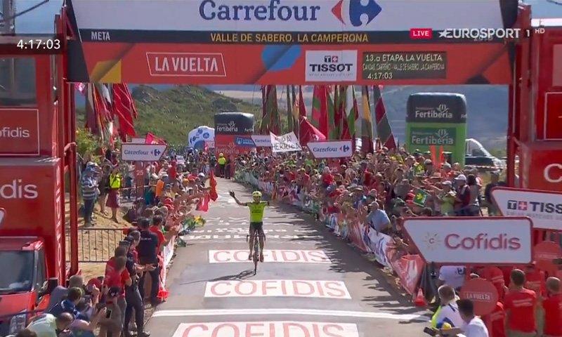 Ciclismo a Fondo (@ciclismoafondo_) on Twitter photo #LaVuelta18 Oscar Rodriguez (<a href="/MuriasTeam/">Euskadi Murias</a>) gana la 13ª etapa en la dura subida a La Camperona. ¡Espectacular su victoria! 2ª Majka a 18" #LaVuelta18 Oscar Rodriguez (<a href="/MuriasTeam/">Euskadi Murias</a>) gana la 13ª etapa en la dura subida a La Camperona. ¡Espectacular su victoria! 2ª Majka a 18"