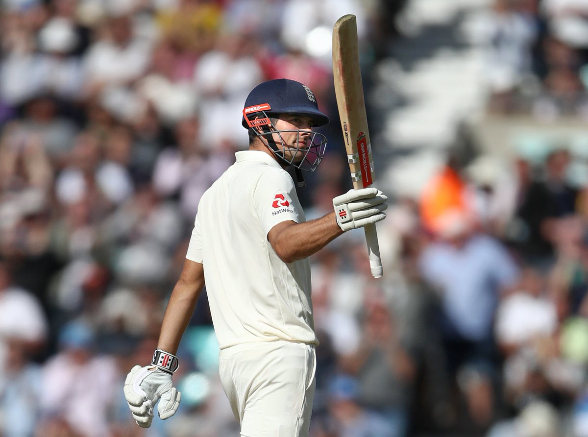 sportbible's tweet photo. Alastair Cook is clean bowled on 71 in what could be his last ever innings for England....

✅ Most Test runs for England
✅ Most Test tons for England
✅ England most capped Test player
✅ Most consecutive Tests ever

LEGEND! 👏 https://t.co/0cb367dnBn