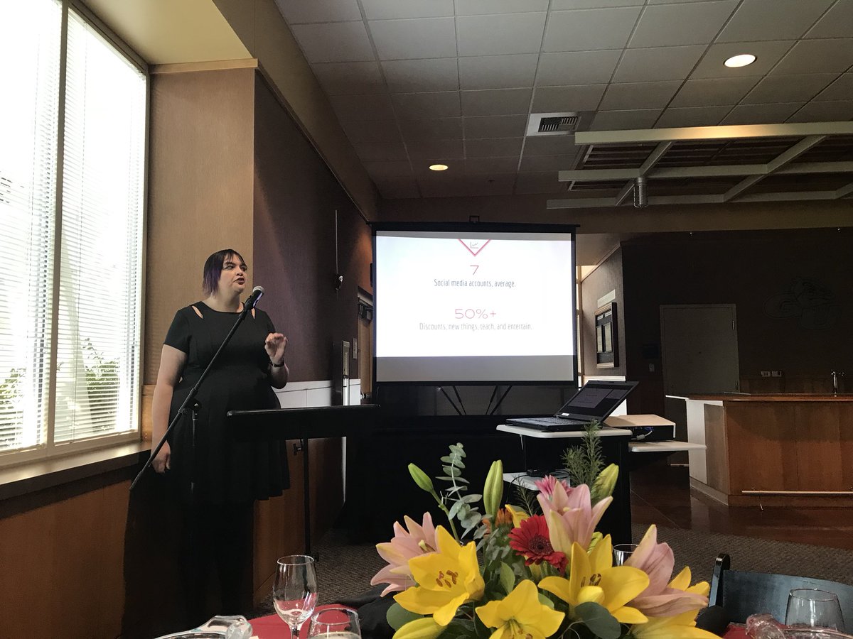 Listening to the brilliant <a href="/tinytall/">Andrea Parrish</a> at <a href="/SpoMarCom/">Spokane MarCom Assoc</a> this morning! I’m in awe of this woman’s knowledge, poise and presentation prowess