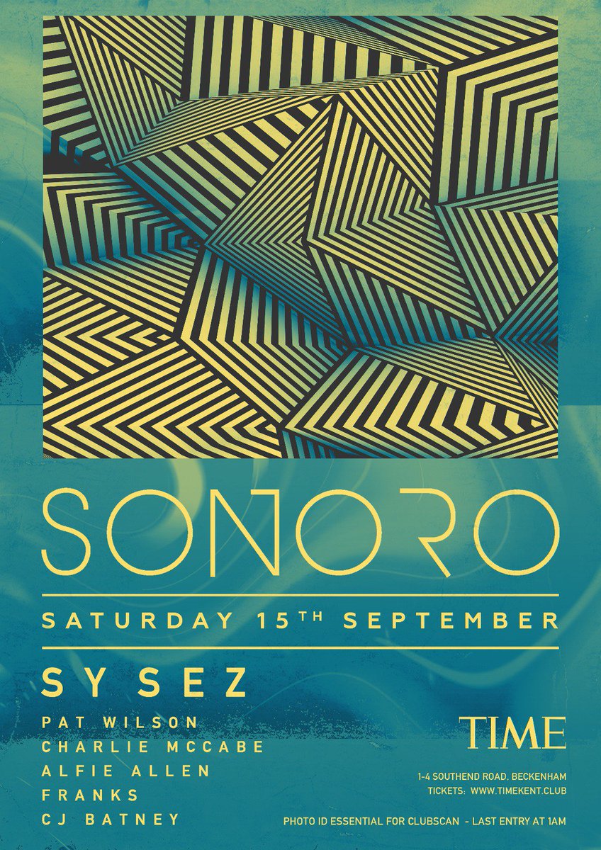 🚨SPECIAL GUEST ANNOUNCEMENT🚨

We are delighted to announce that <a href="/SySez/">zǝs ʎs</a> will be joining us next Saturday 15th September as we return to @TIMEKENT for our next installment of SONORO SATURDAYS👌

🎟 FINAL TICKETS 🎟 tickettailor.com/events/sonoro/…