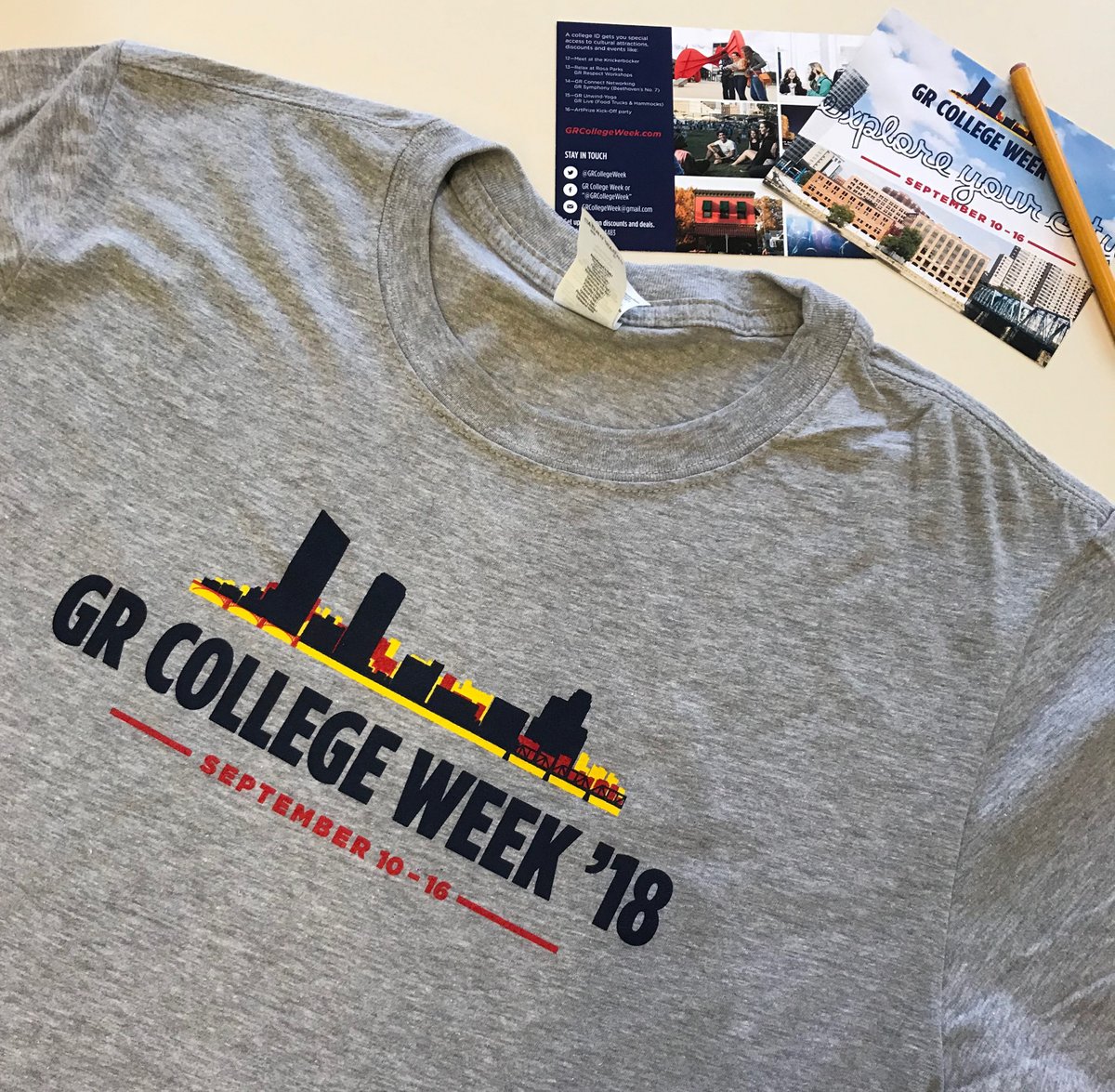 hellowestmich's tweet photo. Our @GRCollegeWeek shirts are in! Are you as excited as we are for next week? Check out https://t.co/HAQeQz6dNh for all the details. #GRCollegeWeek https://t.co/owqmUev242