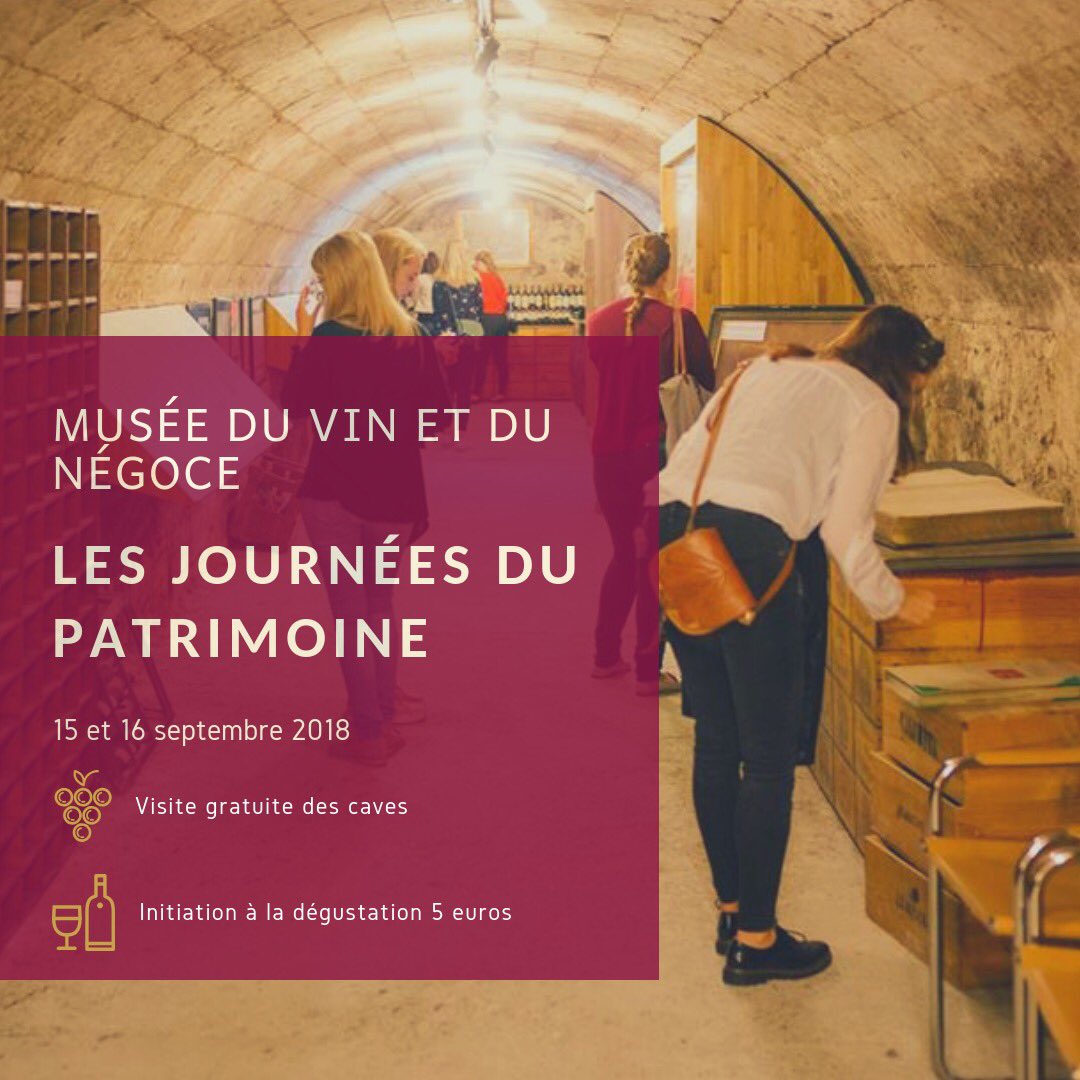 museevinbdx's tweet photo. Rdv les 15 et 16 septembre 2018 au @museeduvin33 pour les Journées du Patrimoine #journeedupatrimoine #wine #vin #vintage #negoce #bordeaux #bordeauxmaville https://t.co/CbljOGRoHr