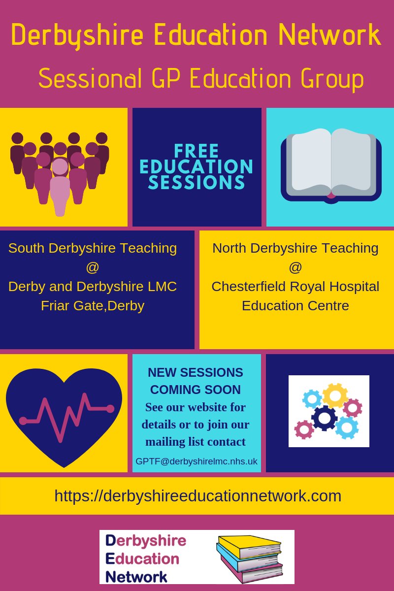 Free education/network for sessional GPs see derbyshireeducationnetwork.com for details and resources. Contact GPTF@DerbyshireLMC.nhs.uk for details @DerbyLMC @susiebayley