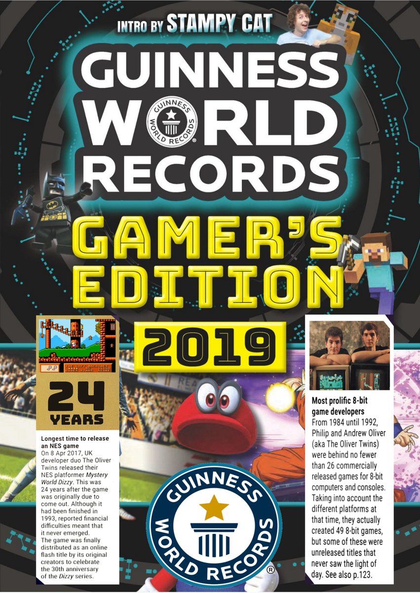 TheOliverTwins's tweet photo. We've been awarded 2 Guinness World Records ! ;-)
  1) Most Prolific 8-bit videogame developers
  2) Longest time taken to release a NES game - 24 years! https://t.co/PYTe4DvAoR