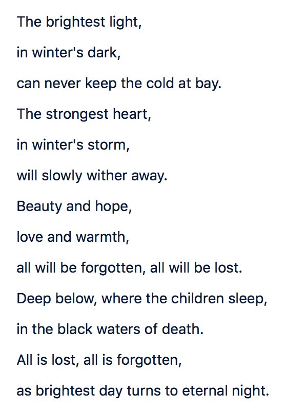 Ragnar Tornquist The Little Blue Girl In The Dreamfall Chapters Prologue Was Originally Supposed To Sing A Song These Were The Lyrics And Now I Just Want To Die T Co Ppxd5lbxn6