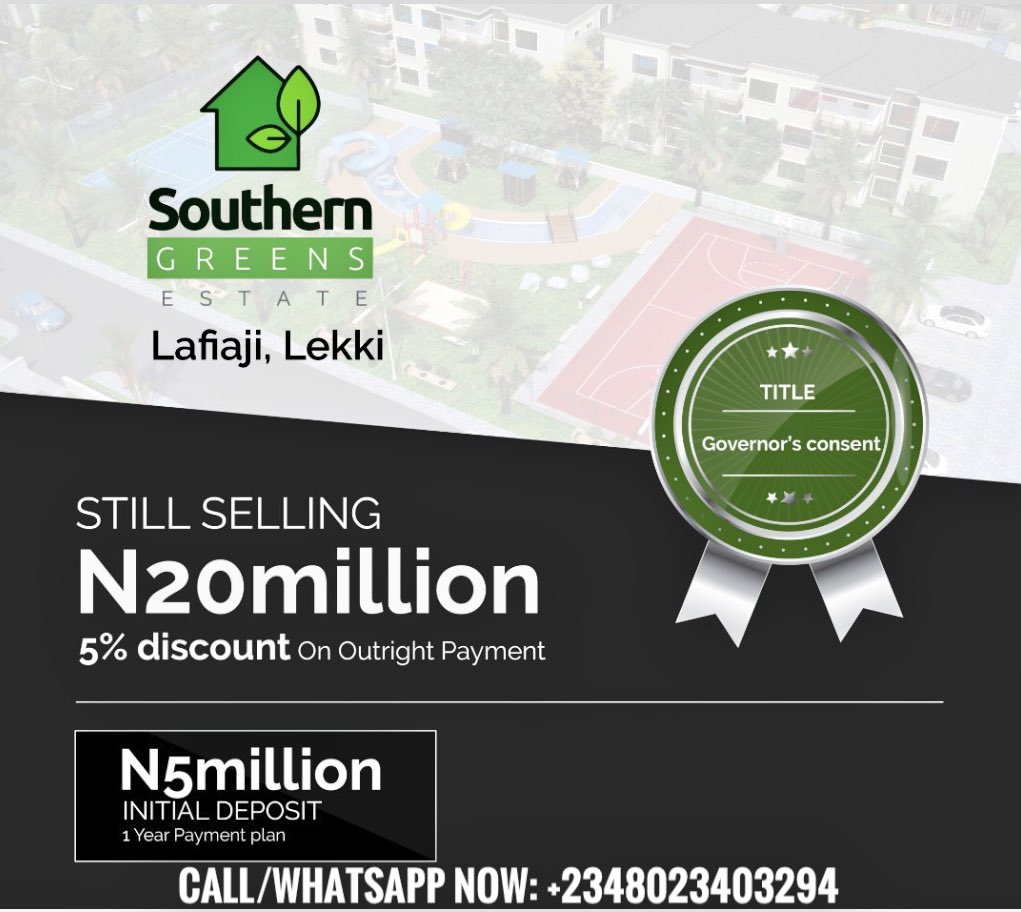 Theluvia's tweet photo. Buy into Southern Greens Estate and save 5% in discounts for outright payment.

Flexible payment plans available too.

WhatsApp /Call now: +2348023403294 https://t.co/fyerCDTds0