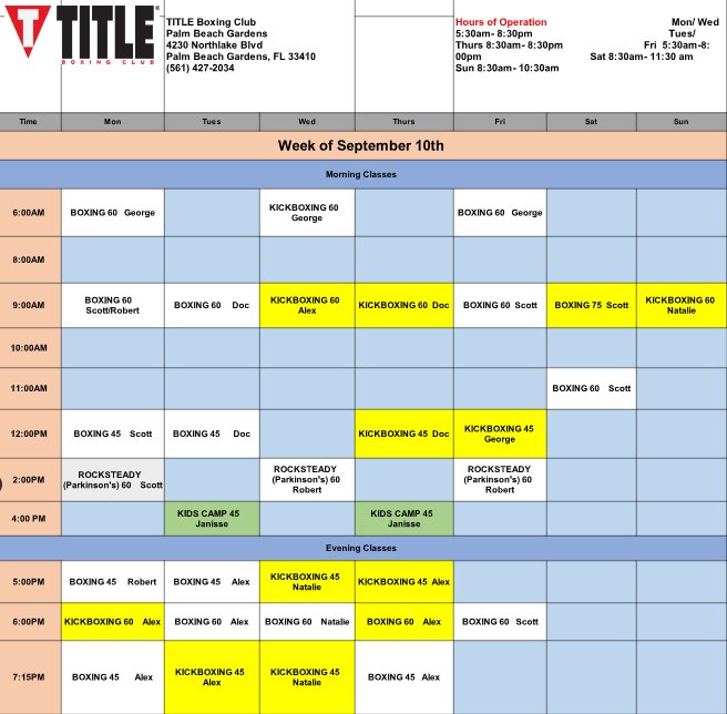 titleboxingpbg's tweet photo. Next week's schedule!  🥊 https://t.co/A6OBeifUC9