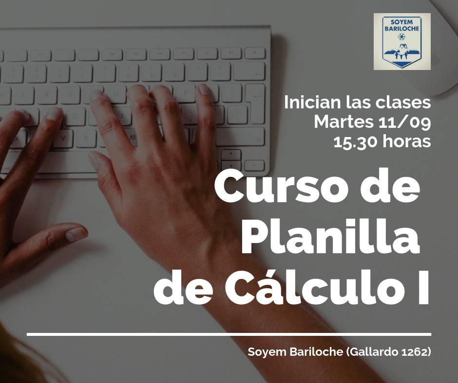 [Martes 11/09] INICIAN LAS CLASES DEL CURSO DE  PLANILLA DE CÁLCULO I 

El #Soyem #Bariloche anuncia el inicio de las clases del curso de Planilla de Cálculo I. + INFO 👉 bit.ly/2oNQpzn

#SoyMunicipal #Municipales #Capacitate #PlanillaDeCalculo