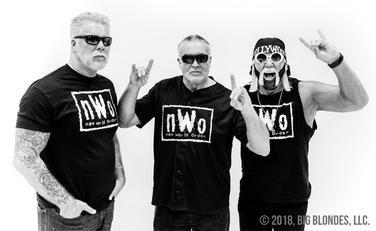 HulkHogan's tweet photo. NEVER BEFORE, Big Kev, The Bad Guy Scott Hall and the one your mom always warned you about Hollywood Hogan.... THAT’S ME.. are back together! October 27th. That’s when it gets toooooo sweet! Info at https://t.co/zCdhMaKKL9 https://t.co/NmY0d4EYbE