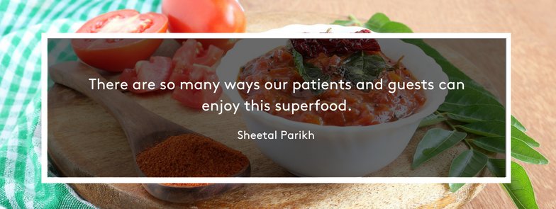 Our August #superfood tomatoes may help us fight cancer and maintain blood pressure. Check out our Clinical Dietitian Sheetal Parikh's blog for more about their benefits and a delicious Vegetable Pita Wrap with Tomato Chutney recipe! goo.gl/Ak45RG