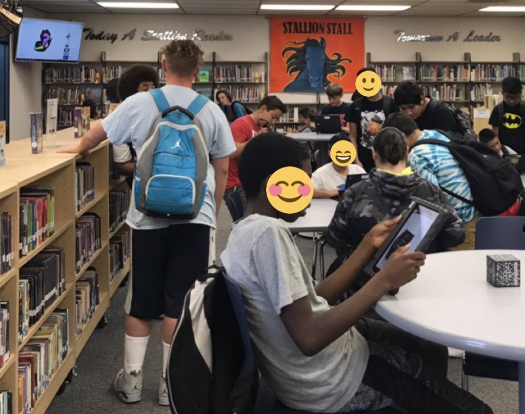 donnatcsd's tweet image. Mulcahy Library in the morning before school starts- every seat full, every Chromebook and iPad being used! #tcsdshare  #schoolcommunity #librariesforlearning