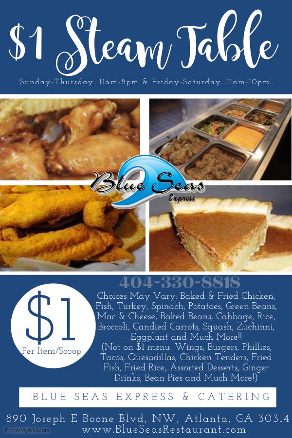 <a href="/BlueSeasExpress/">Blue Seas Express</a> is ready to serve you! From our $1 Steam Table to our Made-To-Order Menu items, you have a wide variety of delicious food items to choose from!! Stop by today!!