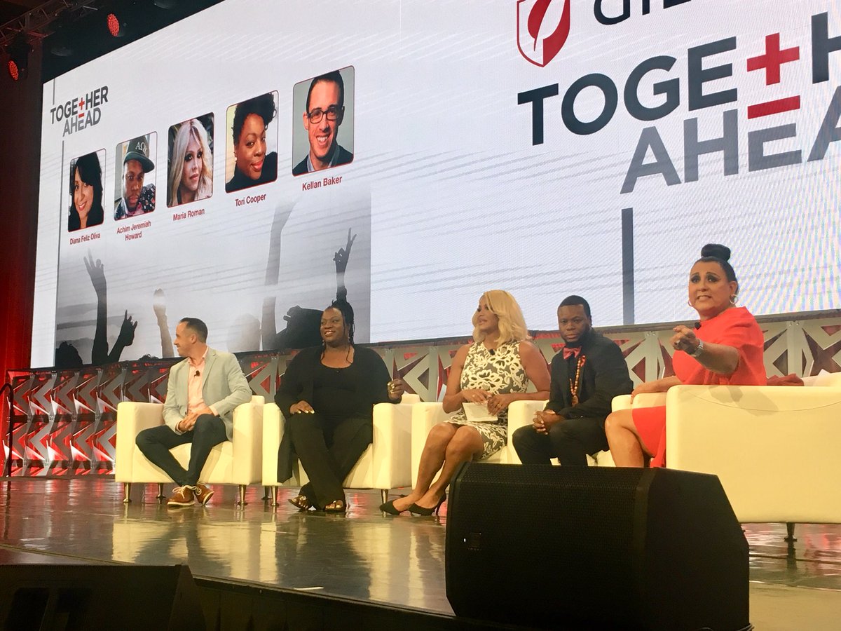 HIVPlusMag's tweet photo. These incredible #beautiful #trans people are speaking truth to power at #2018usca. #mariaroman #toricooper #kellanbaker #dianafelizoliva https://t.co/xjYoNCUlKT