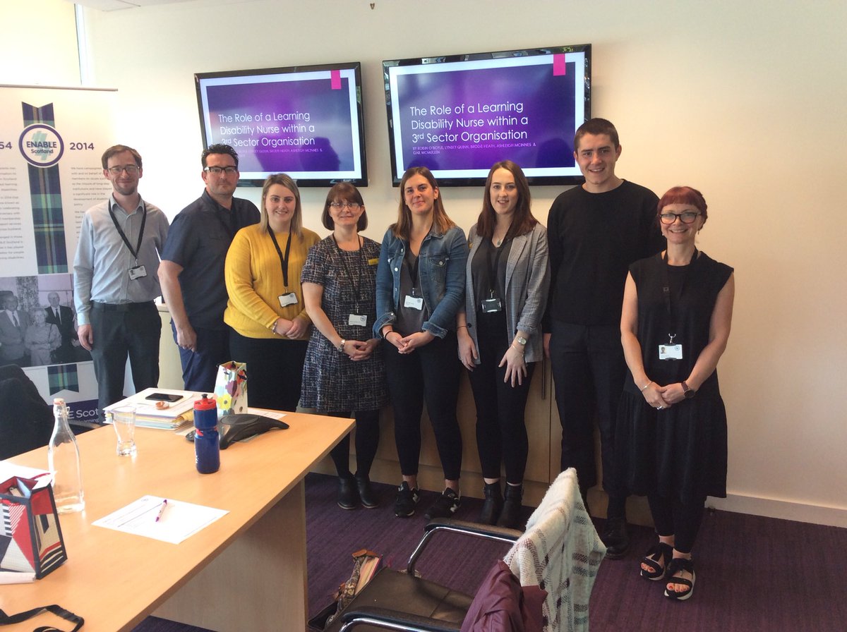 ⁦⁩ learning disability nurses from ⁦@ENABLEScotland⁩ and LDN students and lecturer from <a href="/GCUNursing/">GCU Nursing</a>⁩ ⁦<a href="/GCUSHLS/">Glasgow Caledonian University SHLS</a>⁩ working in partnership  ⁦to improve the health of people with a LD  <a href="/scotgov/">Scottish Government</a>⁩ ⁦⁩ #integration at work #nurse education# the future is bright